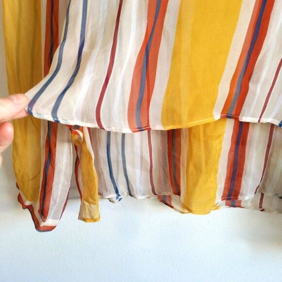 Anthropologie Maeve Silk Blouse Striped Layered Flowy Preppy Chiffon Size XS - Picture 7 of 9